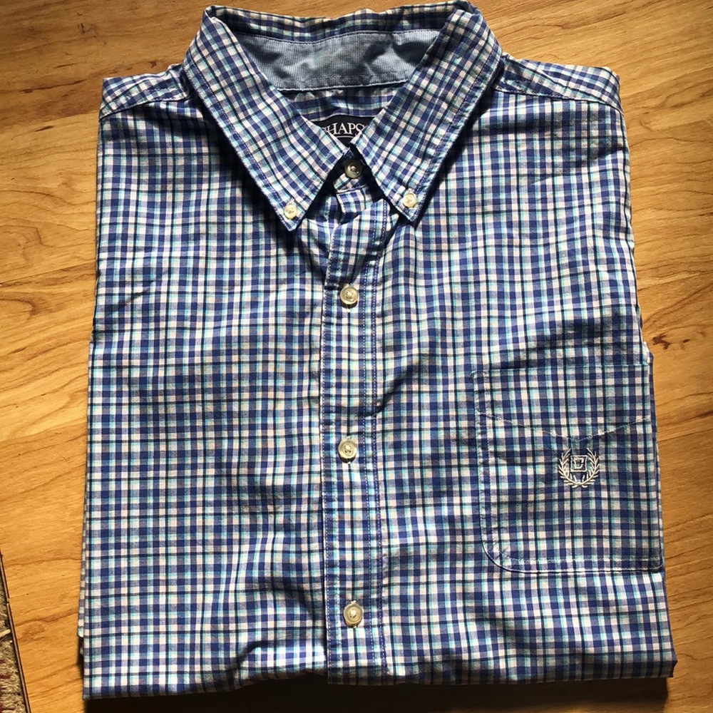 CHAPS Men’s Short Sleeve Plaid Button Down Shirt